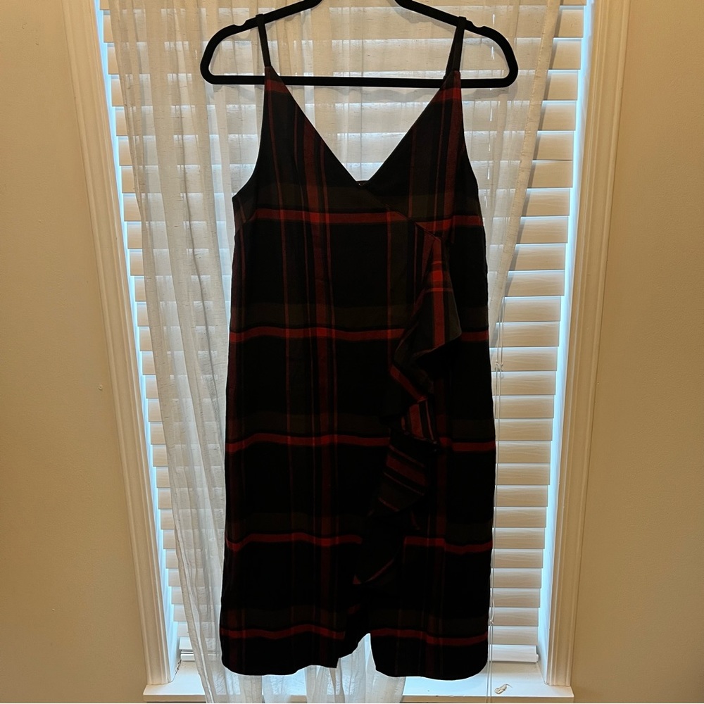Check print midi dress
